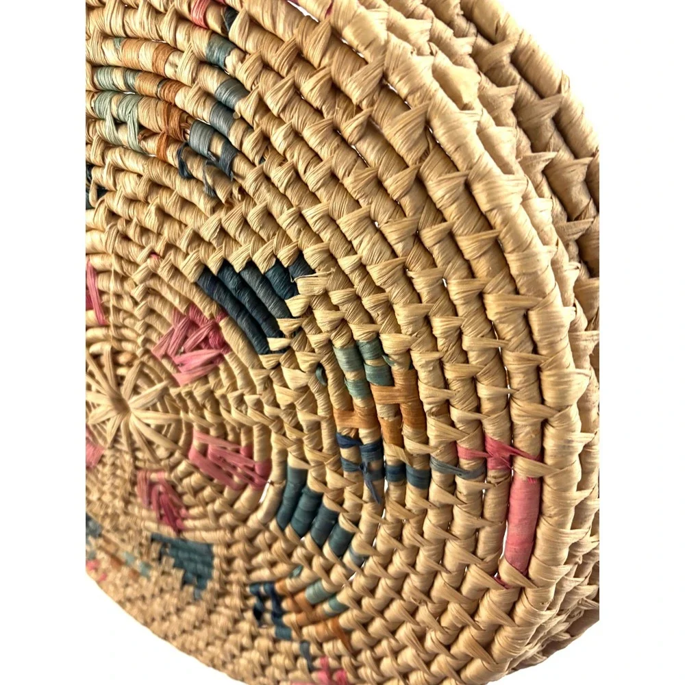 Vtg Southwest Native American Style‎ Basket Tray Papago Tohono Oodham Woven 16